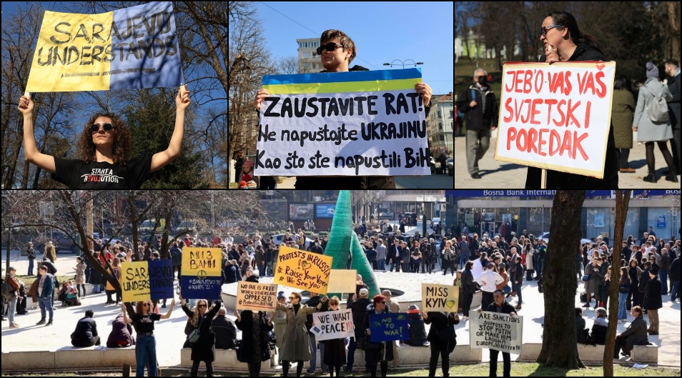 Protesti u Sarajevu zbog napada Rusije na Ukrajinu: Ne želimo rat, samo mir