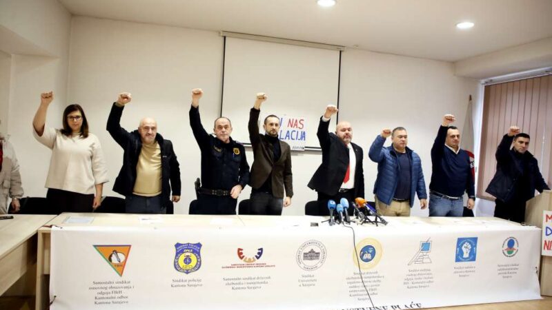 Osam sindikata u Kantonu Sarajevo najavilo proteste zbog nezadovoljstva odnosom Vlade KS