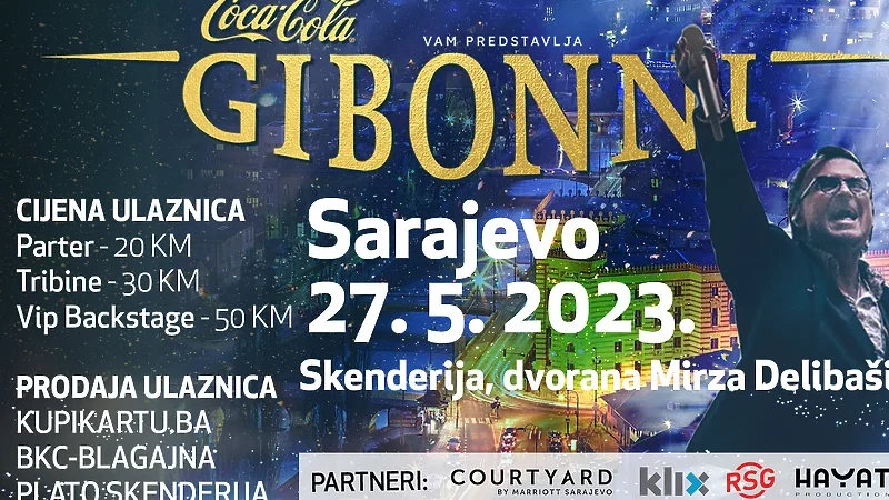 Ulaznice za koncert Gibonnija u Sarajevu puštene u prodaju