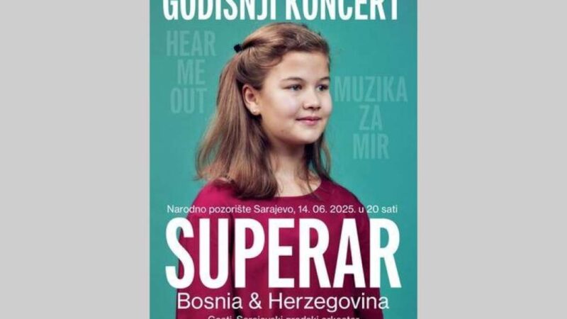 Godišnji koncert Udruženja Superar u BiH “Hear Me Out – Muzika za mir” 14. juna u NPS
