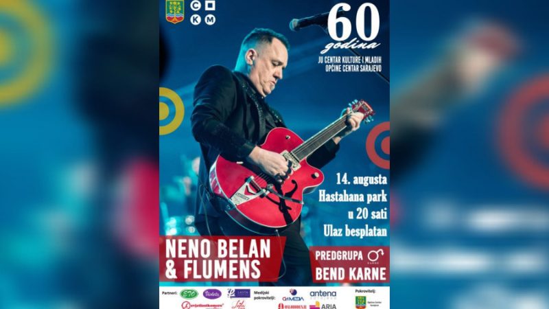 Sutra besplatni koncert Nene Belana povodom 60 godina JU Centar kulture i mladih