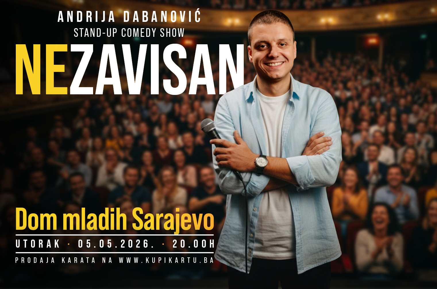 Stand-up komičar Andrija Dabanović stiže u Sarajevo, Zenicu i Mostar